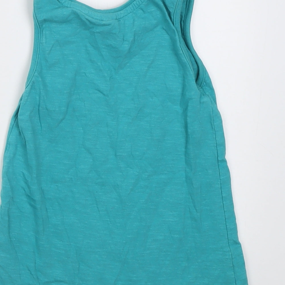 TU Girls Blue Cotton Basic Tank Size 4-5 Years Crew Neck Pullover