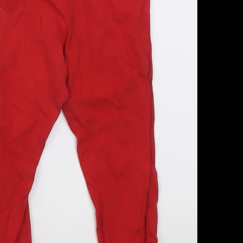 F&F Girls Red Cotton Capri Trousers Size 9-12 Months Tie