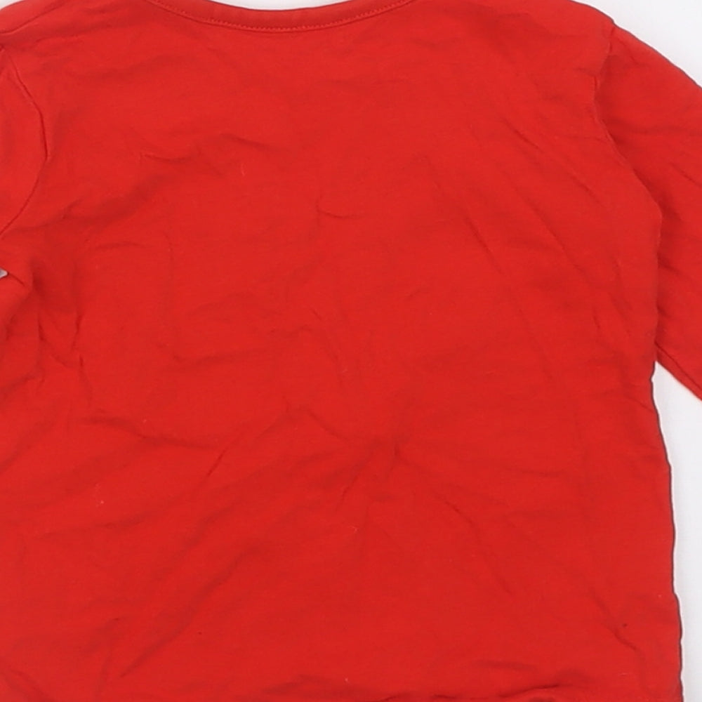 George Baby Red Cotton Basic Casual Size 9-12 Months Crew Neck Pullover - Team Santa