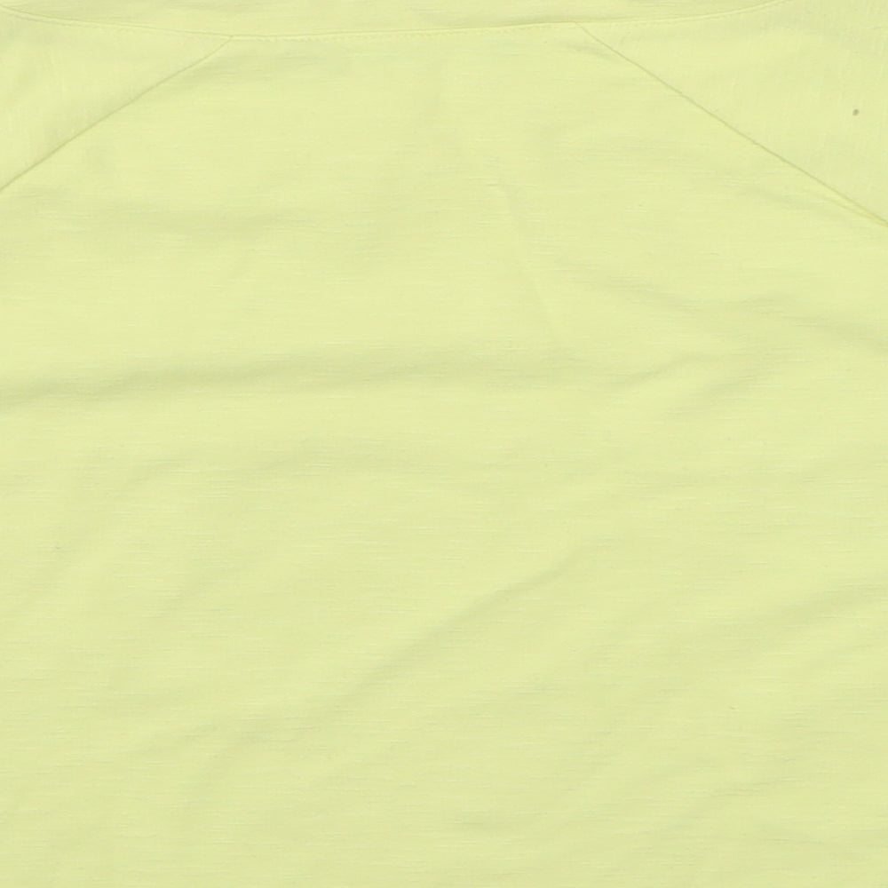 French Connection Womens Yellow Viscose Cropped T-Shirt Size M Crew Neck