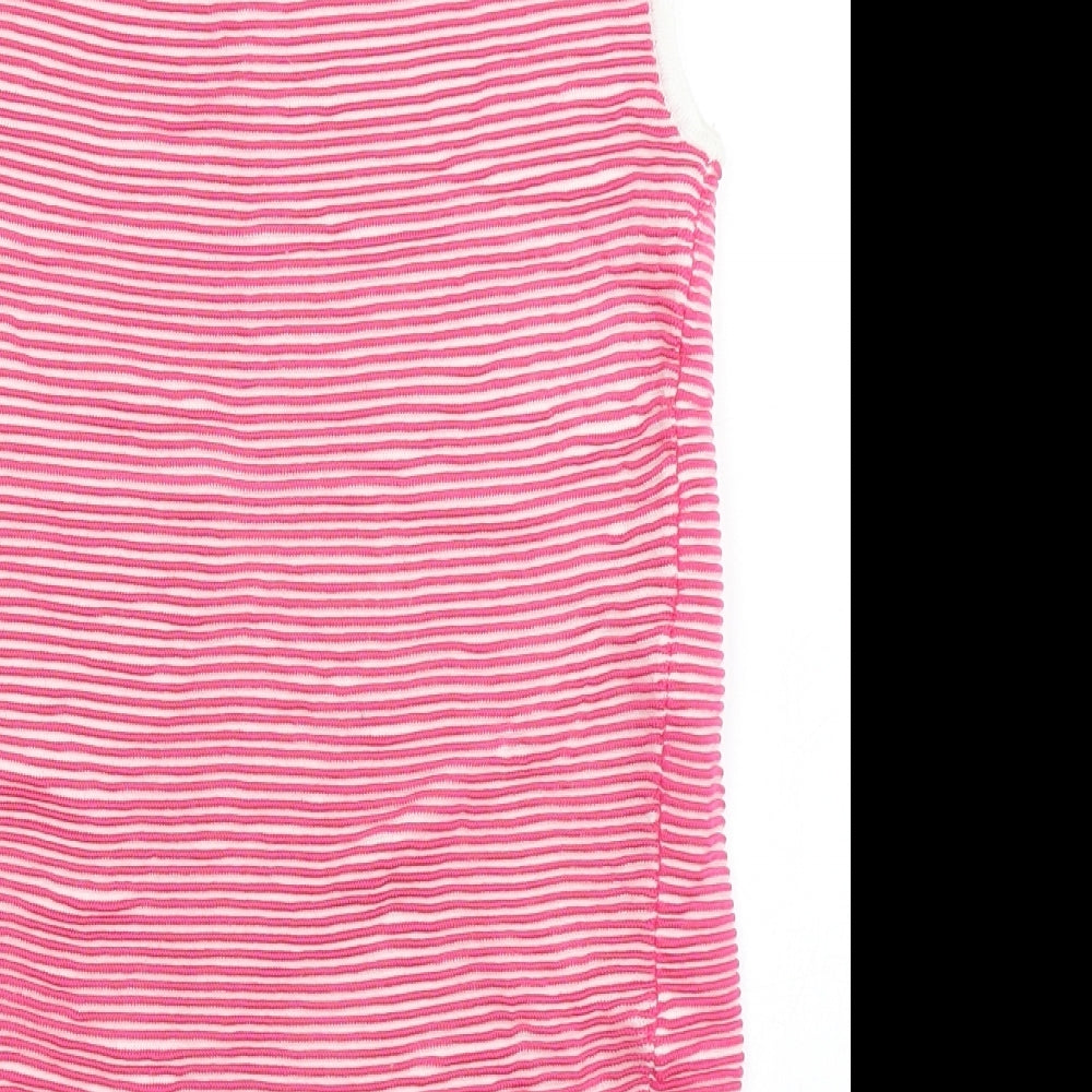 NEXT Girls Pink Viscose Pencil Dress Size 8 Years Round Neck Zip