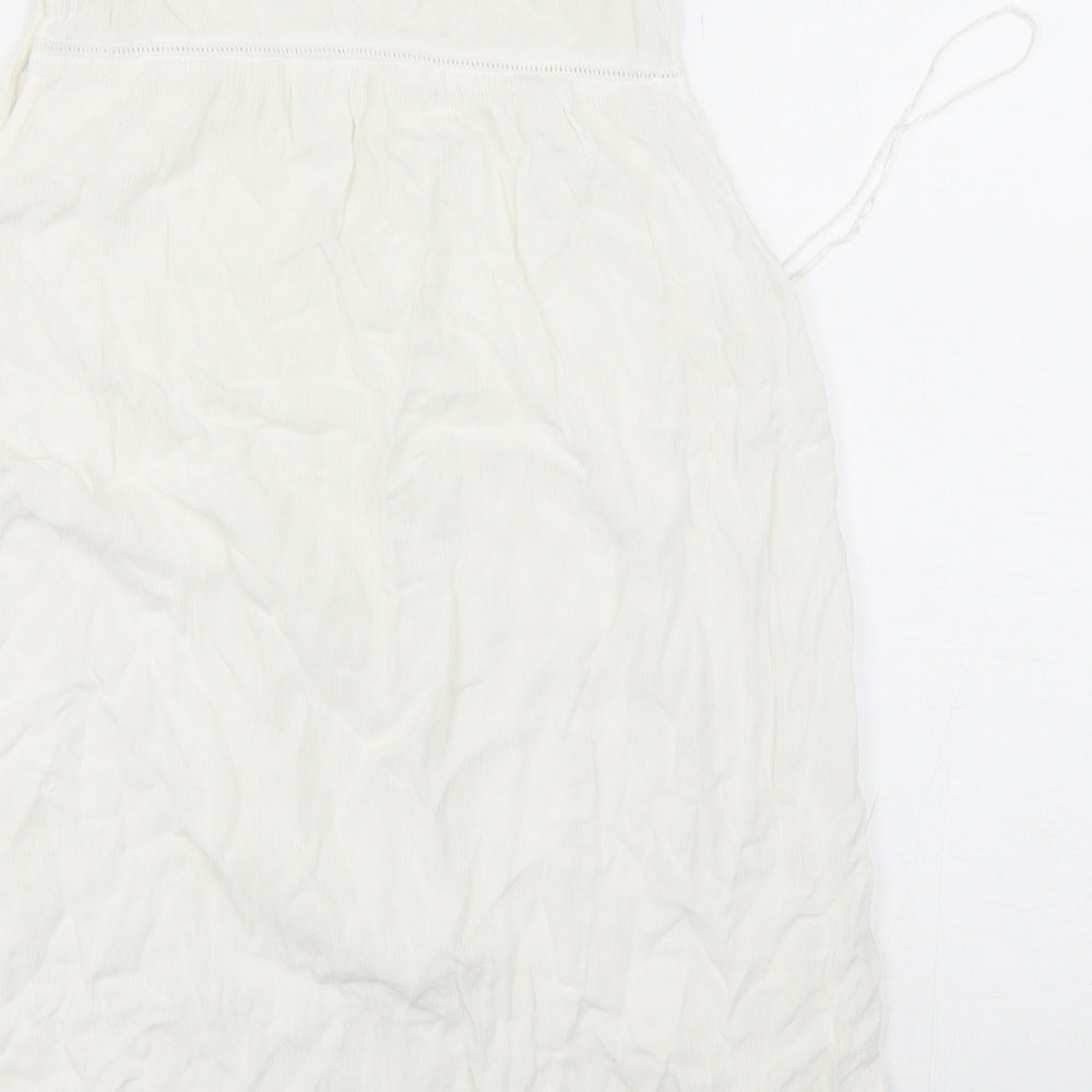 F&F Womens White Viscose Basic Blouse Size 8 Round Neck