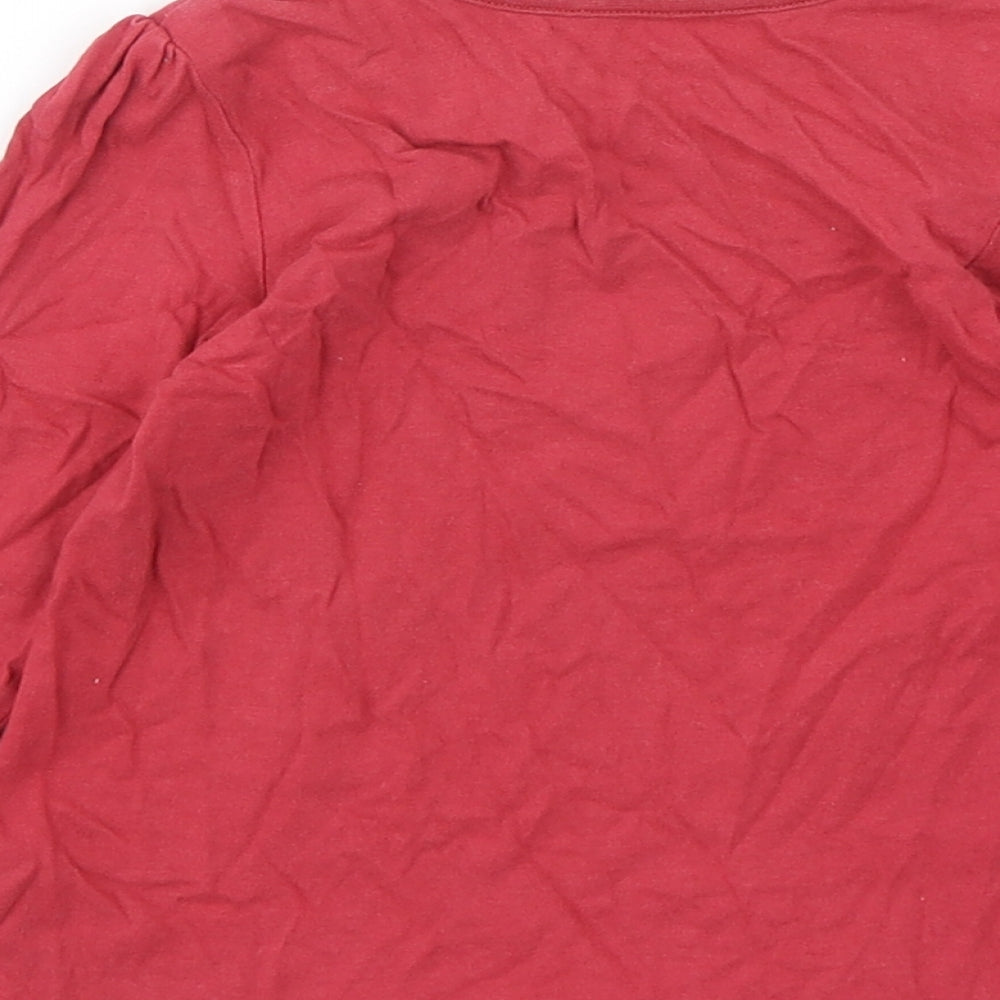 George Girls Red Cotton Basic T-Shirt Size 18-24 Months Round Neck Pullover
