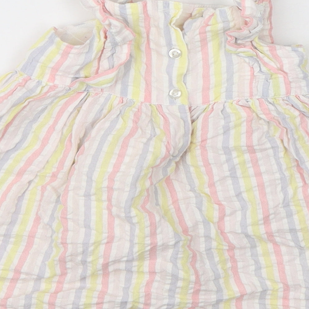 Tatty Teddy Girls Multicoloured Striped Cotton A-Line Size 12-18 Months Round Neck