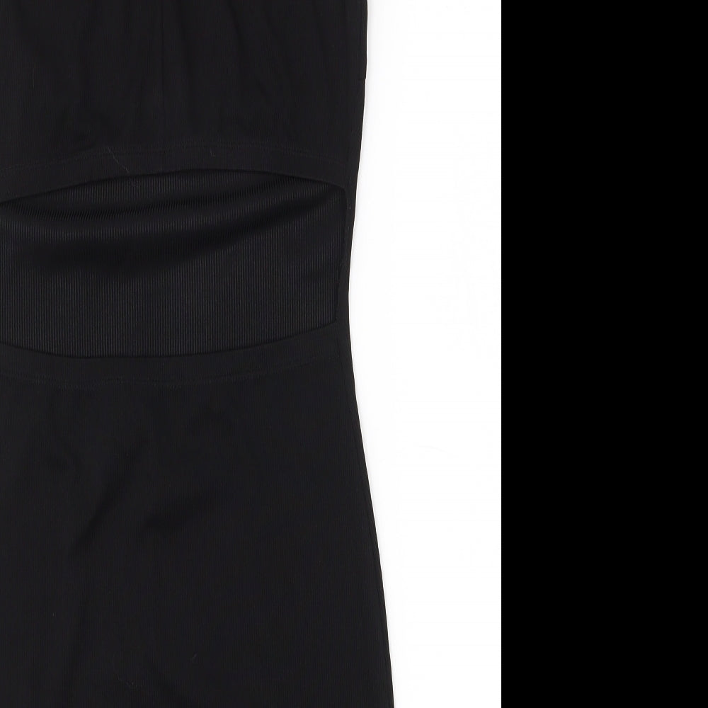First and i Womens Black Polyester Bodycon Size M Mock Neck Zip