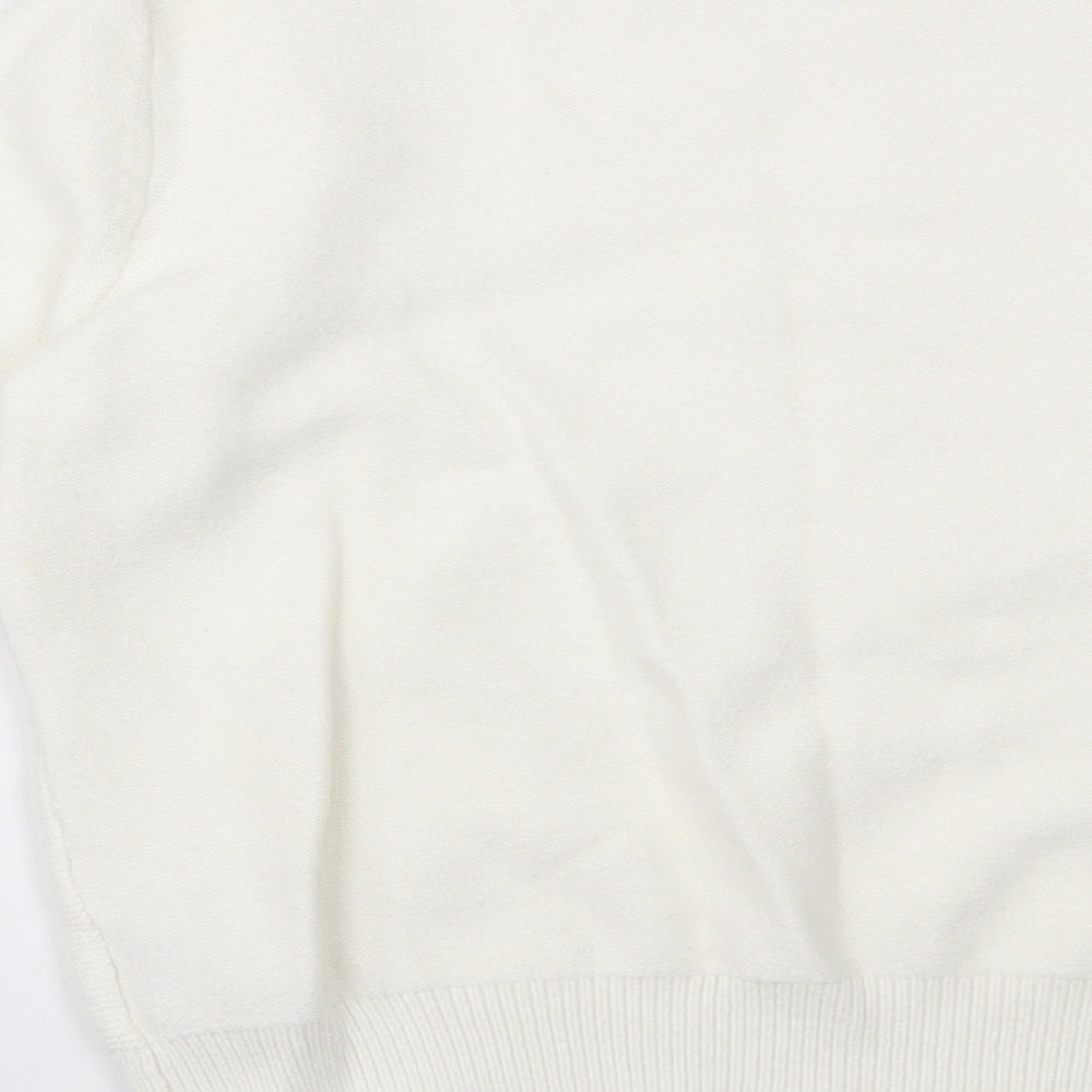Oasis Womens Ivory Round Neck Viscose Pullover Jumper Size M