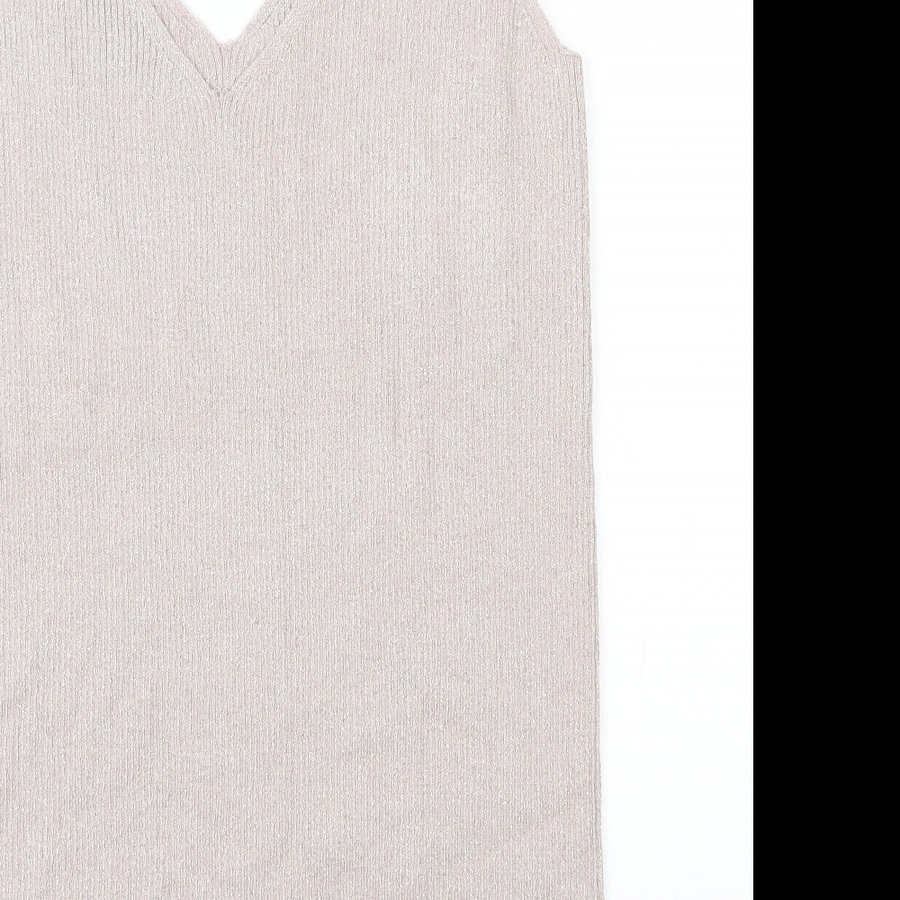 F&F Womens Beige V-Neck Viscose Vest Jumper Size 16
