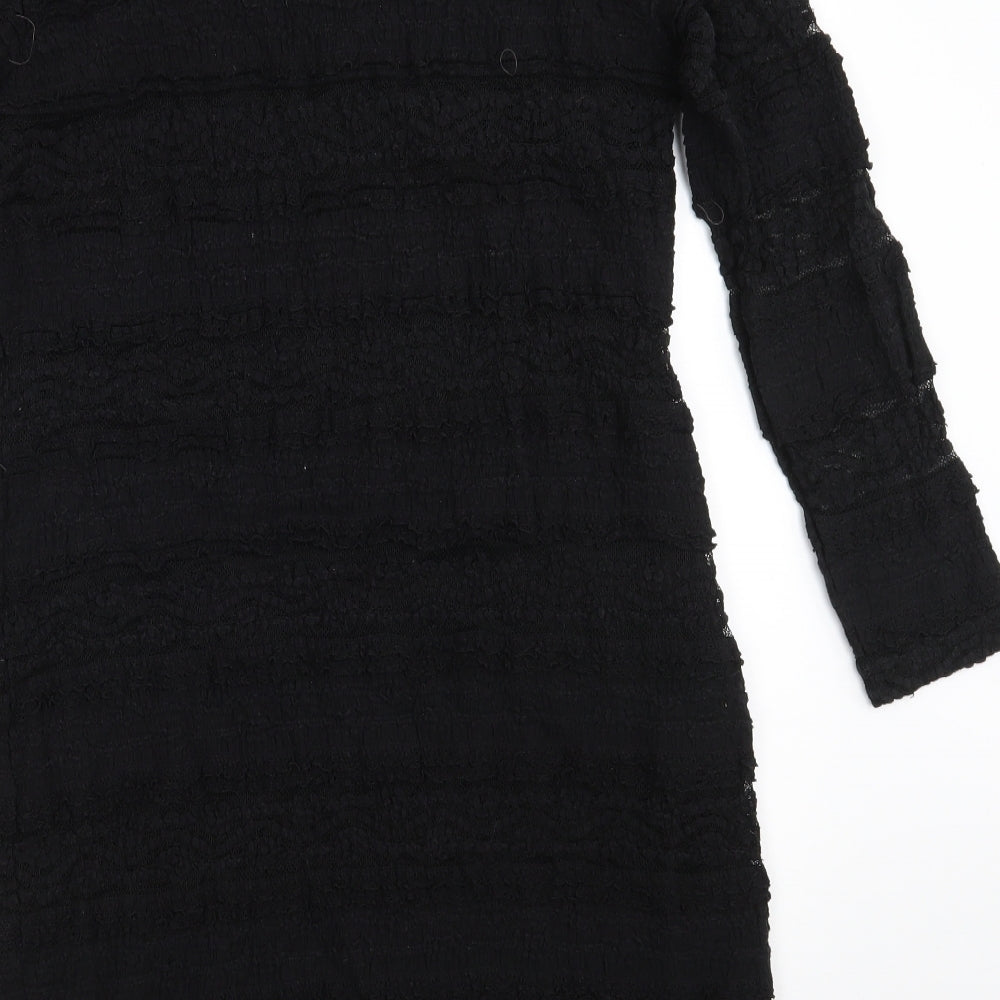 H&M Womens Black Polyamide A-Line Size L Round Neck