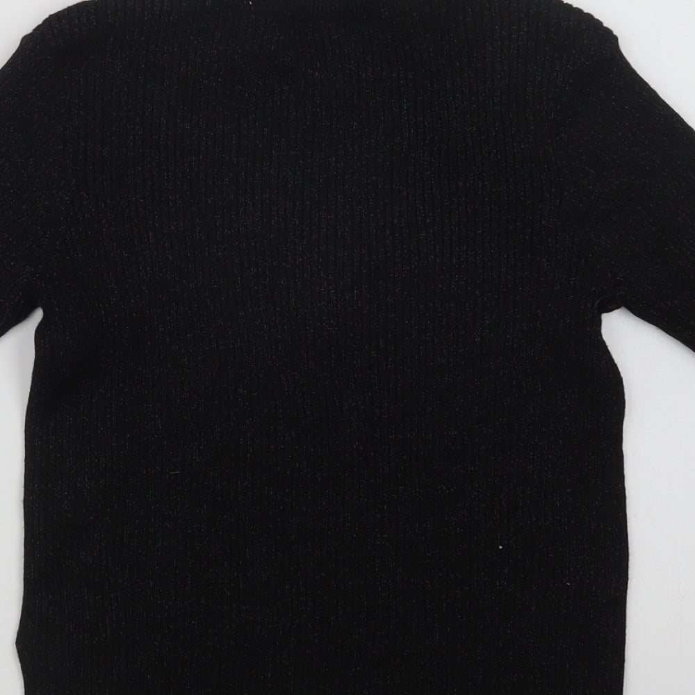 NEXT Womens Black Crew Neck Viscose Pullover Jumper Size 8