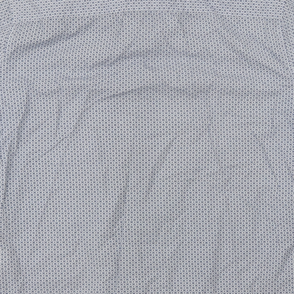 NEXT Mens Blue Geometric Cotton Button-Up Size L Collared Button