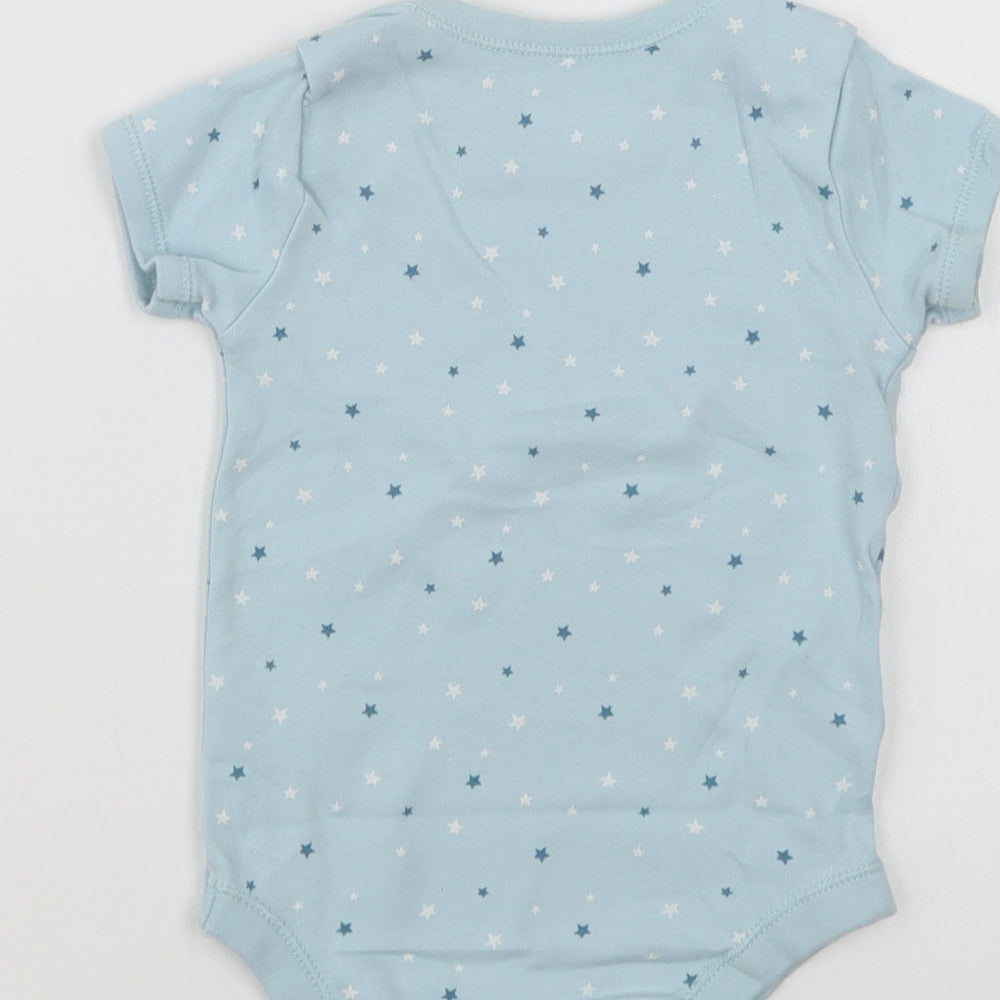 Matalan Baby Blue Geometric Cotton Babygrow One-Piece Size 12-18 Months Snap - Star Print