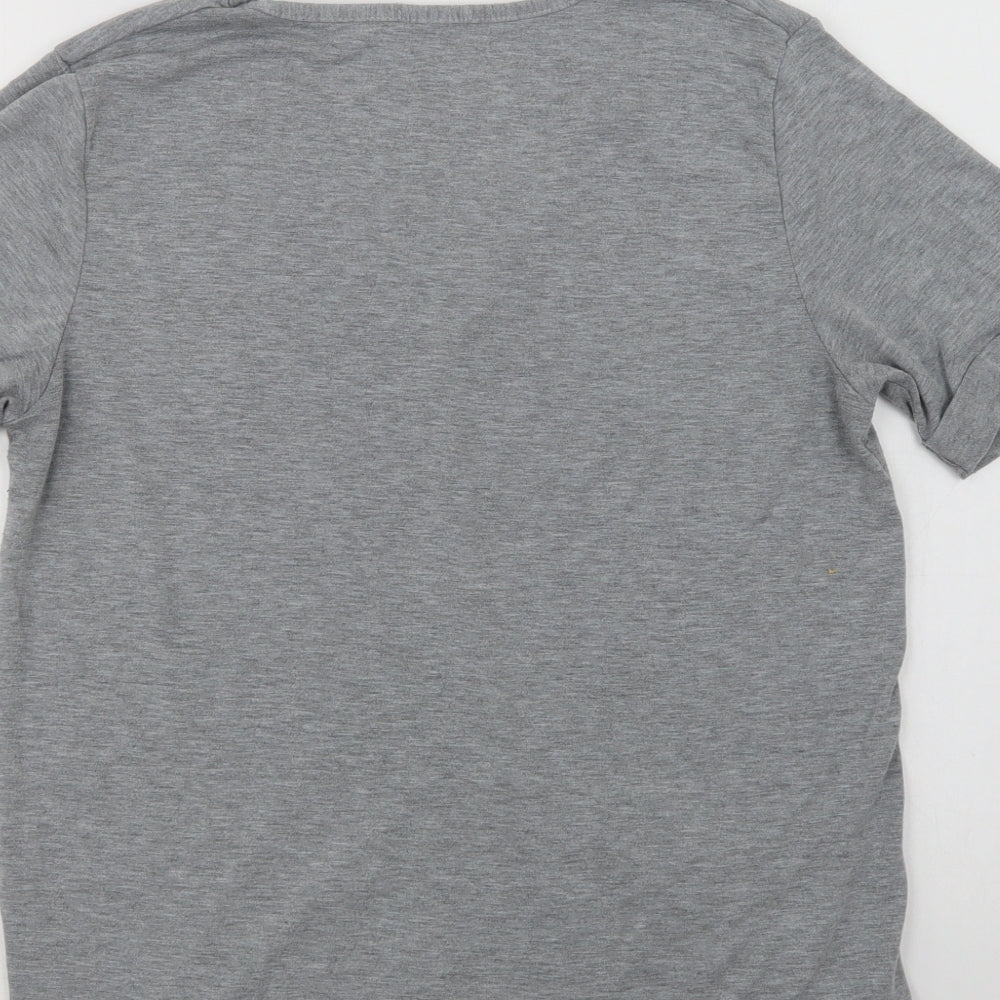 Nasty Gal Womens Grey Viscose Basic T-Shirt Size M V-Neck