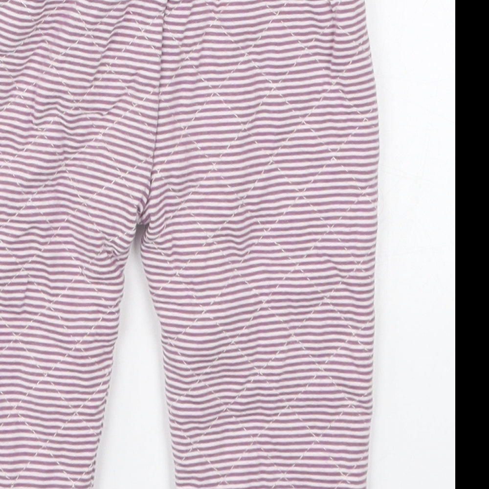 mamas & papas Girls Purple Striped Cotton Sweatpants Trousers Size 6-9 Months - Pyjama Pants