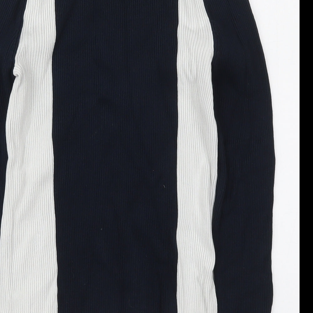 Zara Womens Blue Mock Neck Viscose Pullover Jumper Size M