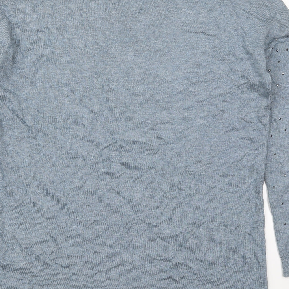 Atmosphere Womens Blue Round Neck Viscose Pullover Jumper Size 10