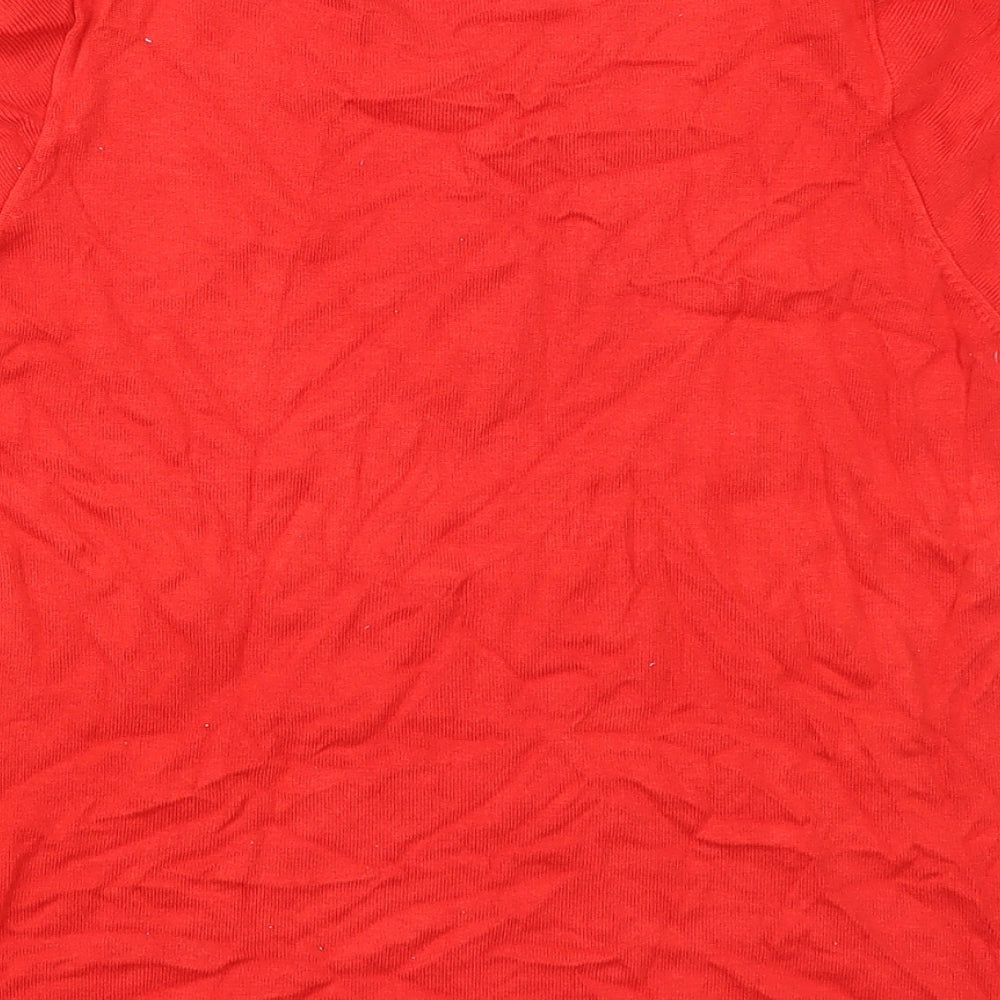 TU Womens Red Round Neck Viscose Pullover Jumper Size 12