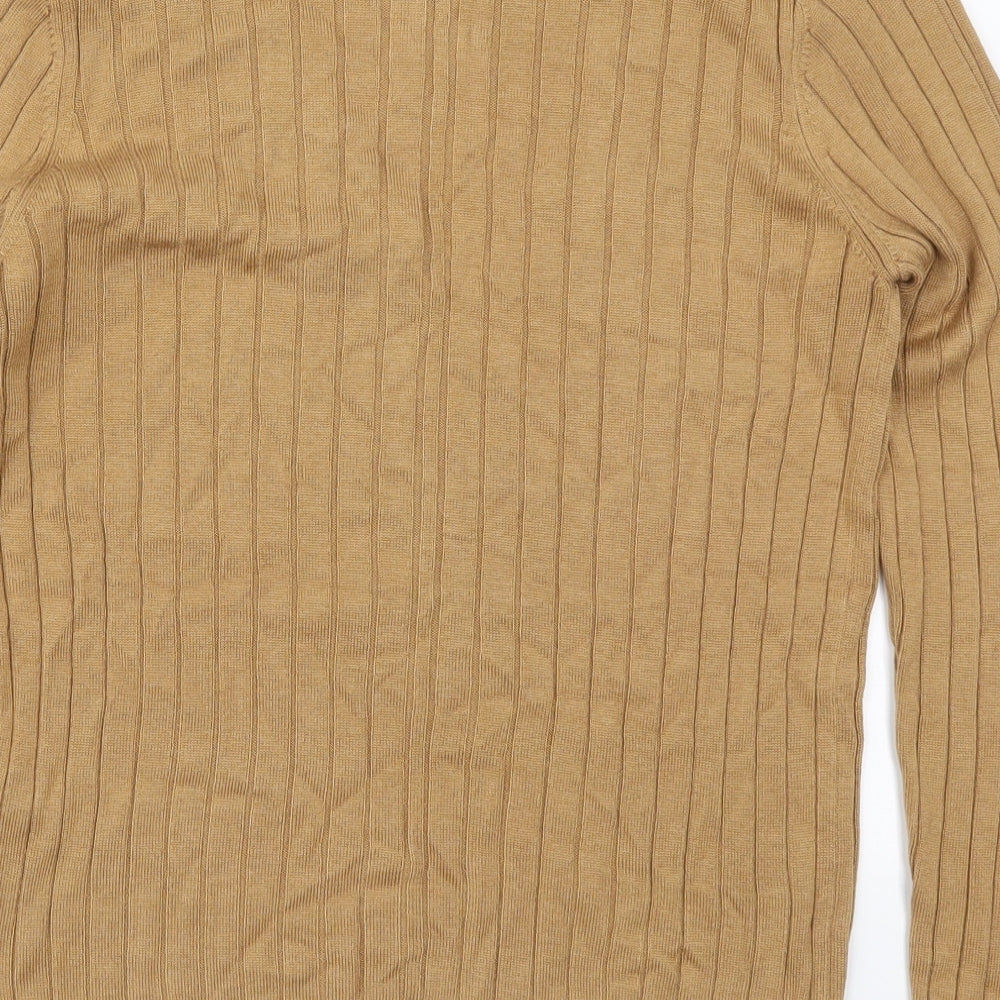 Topshop Womens Brown V-Neck Acrylic Pullover Jumper Size M