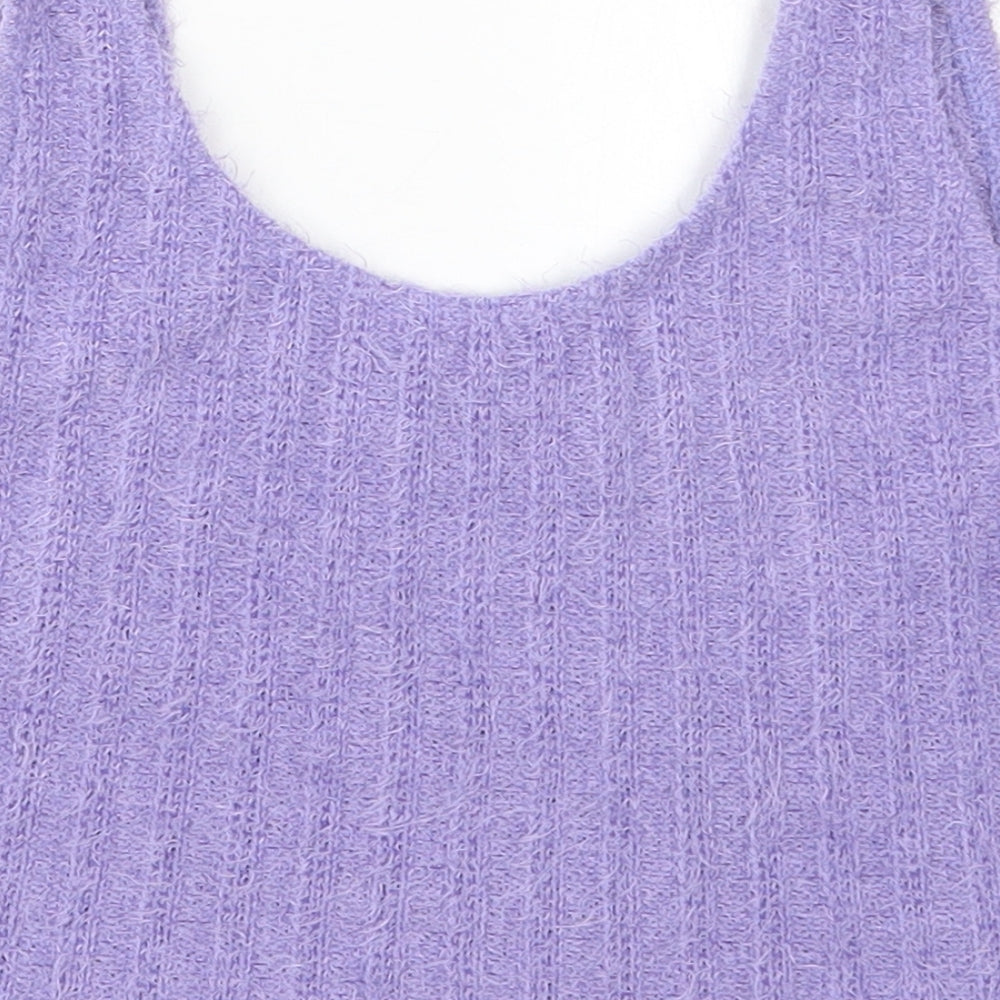 SheIn Womens Purple Polyester Cropped Tank Size L Scoop Neck