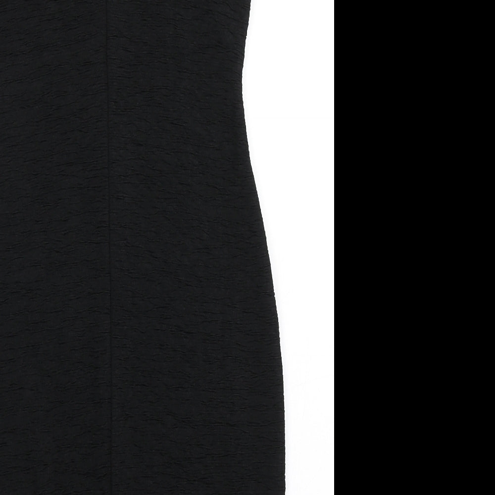 H&M Womens Black Polyester Bodycon Size S V-Neck Pullover