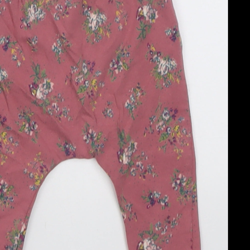 NEXT Girls Pink Floral Cotton Capri Trousers Size 3-6 Months Pullover