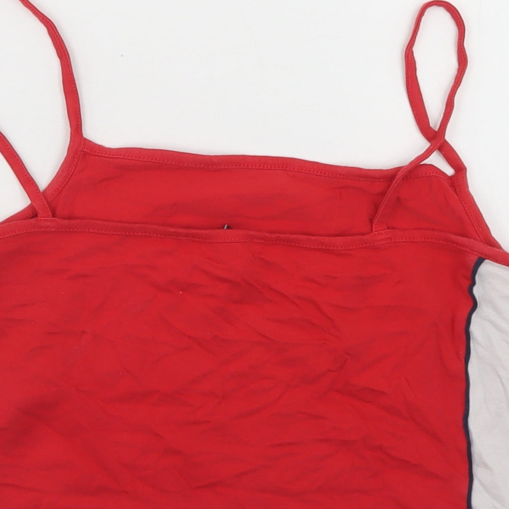 New Look Womens Red Colourblock Cotton Cropped Tank Size 14 Square Neck