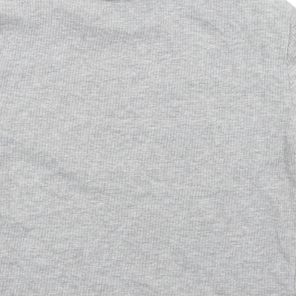 Divided Womens Grey Cotton Cropped T-Shirt Size L Crew Neck
