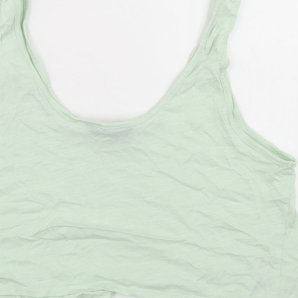 New Look Womens Green Modal Cropped Tank Size 8 Round Neck - Tie Front