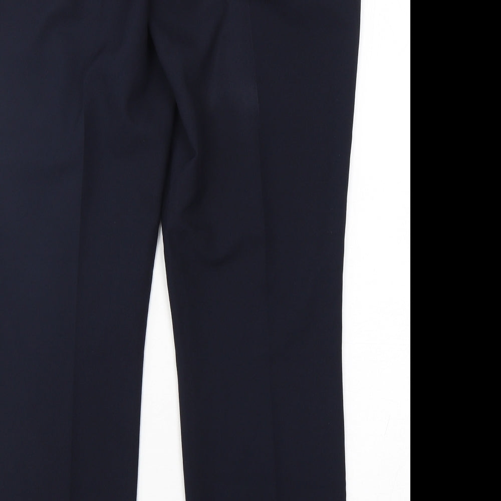 Dunnes Womens Blue Polyester Trousers Size 12 L29 in Regular Hook & Eye