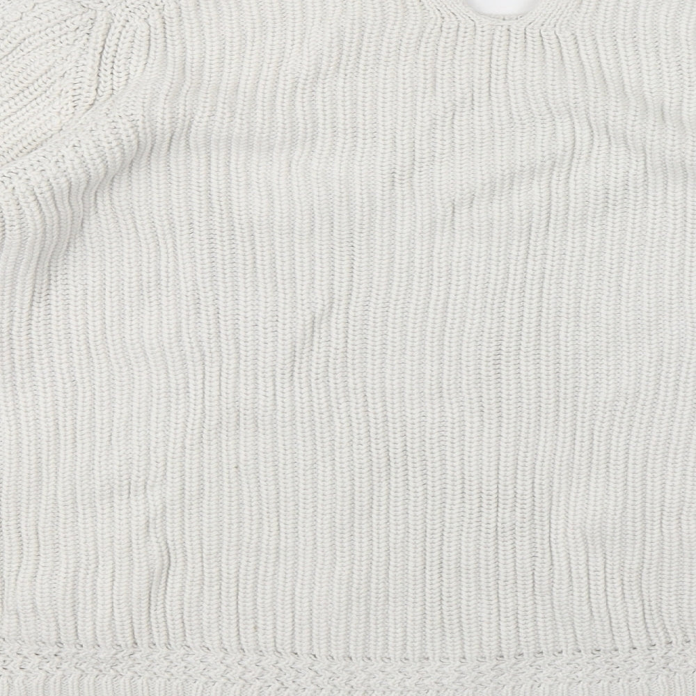 Marks & Spencer Womens White Round Neck Cotton Pullover Jumper Size XL