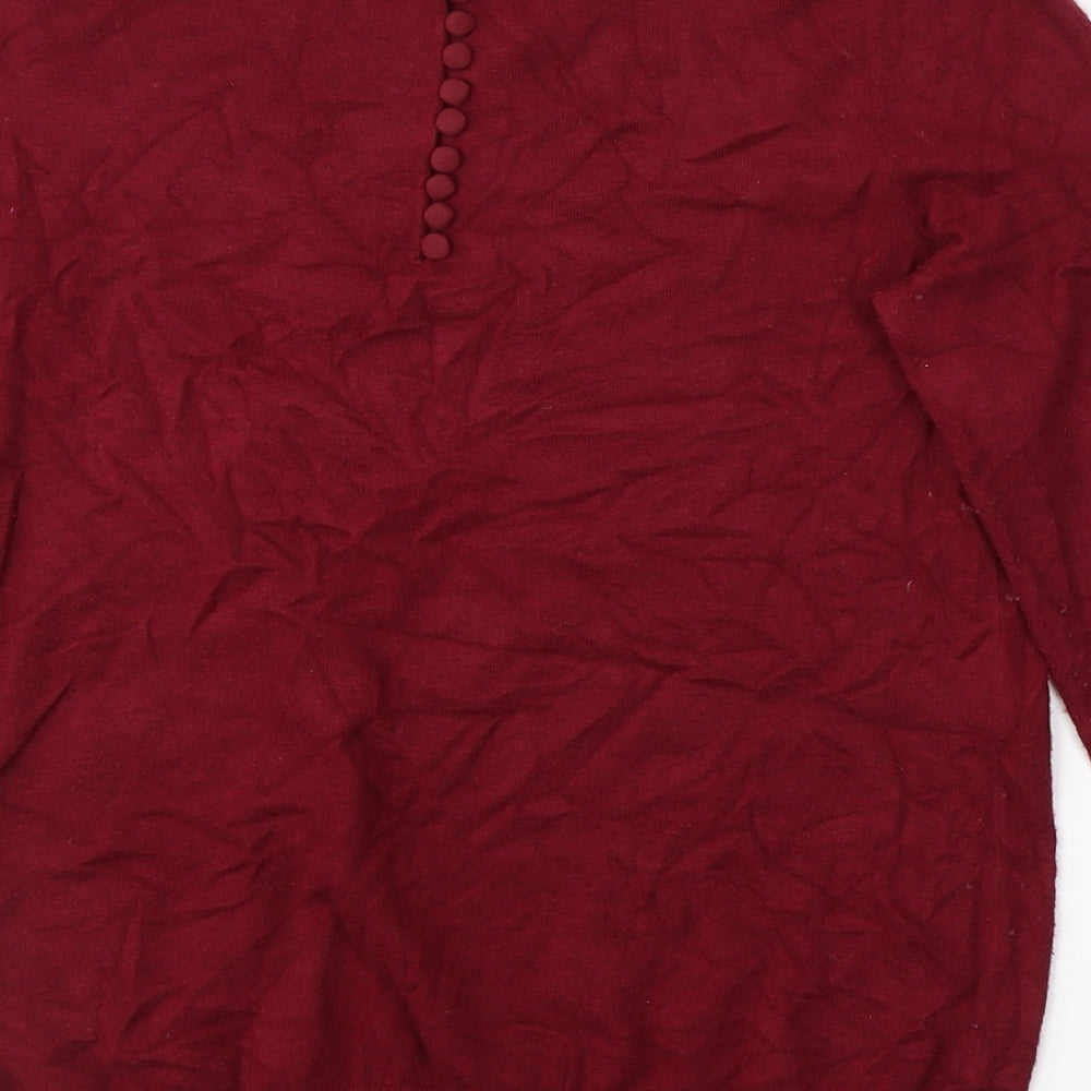 SAVIOR Womens Red Round Neck Viscose Pullover Jumper Size M