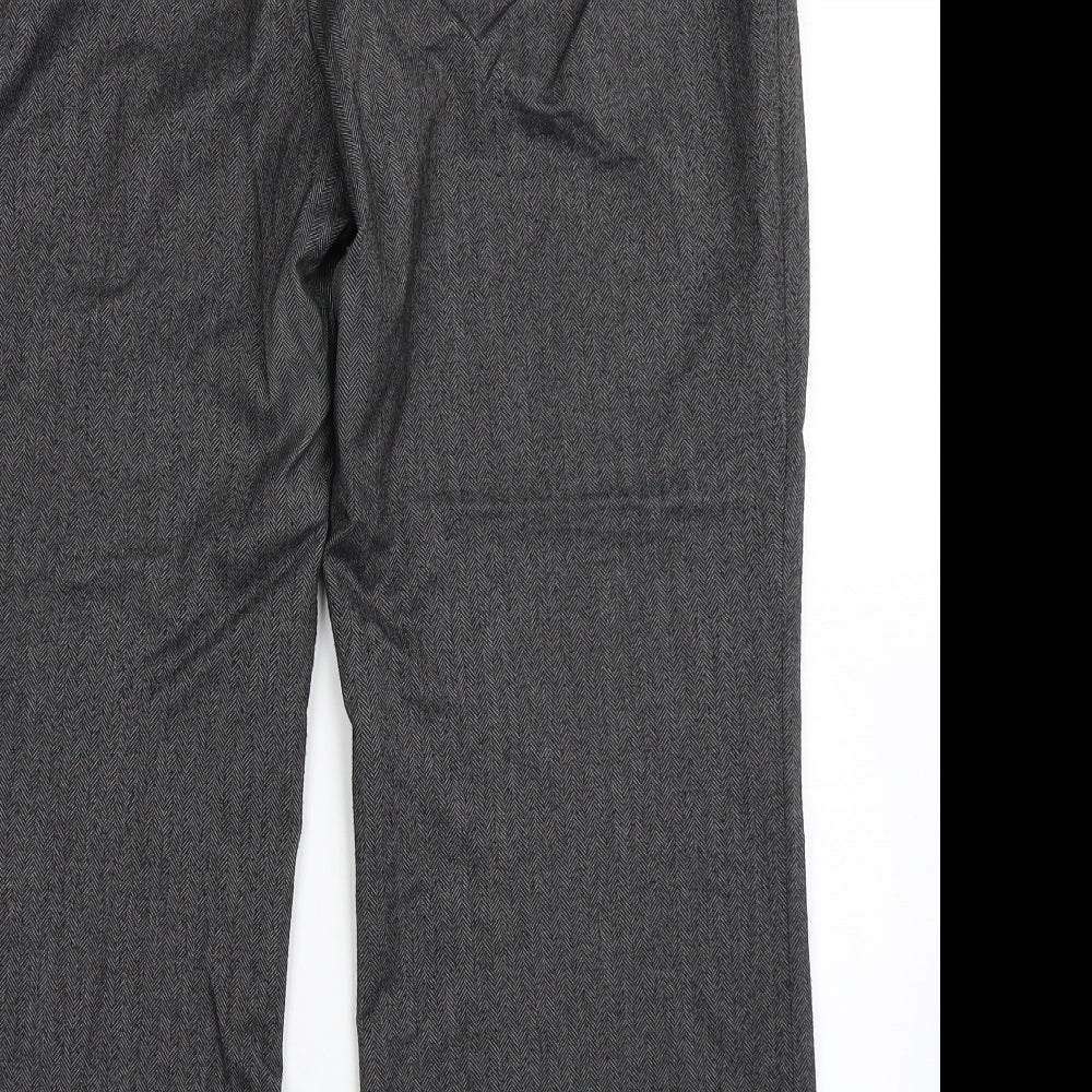 Marks and Spencer Womens Grey Polyester Trousers Size 16 L24.5 in Regular Button - Short Leg