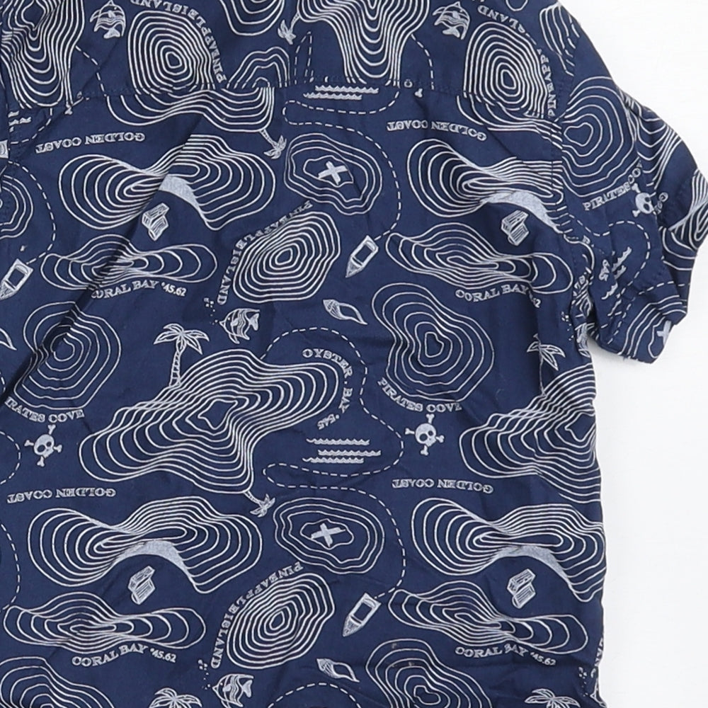 Matalan Boys Blue 100% Cotton Basic Button-Up Size 9-12 Months Collared Button - Pirates Cove