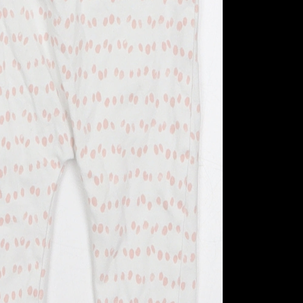 George Girls White Polka Dot Cotton Sweatpants Trousers Size 6-9 Months - Pink Polka Dot