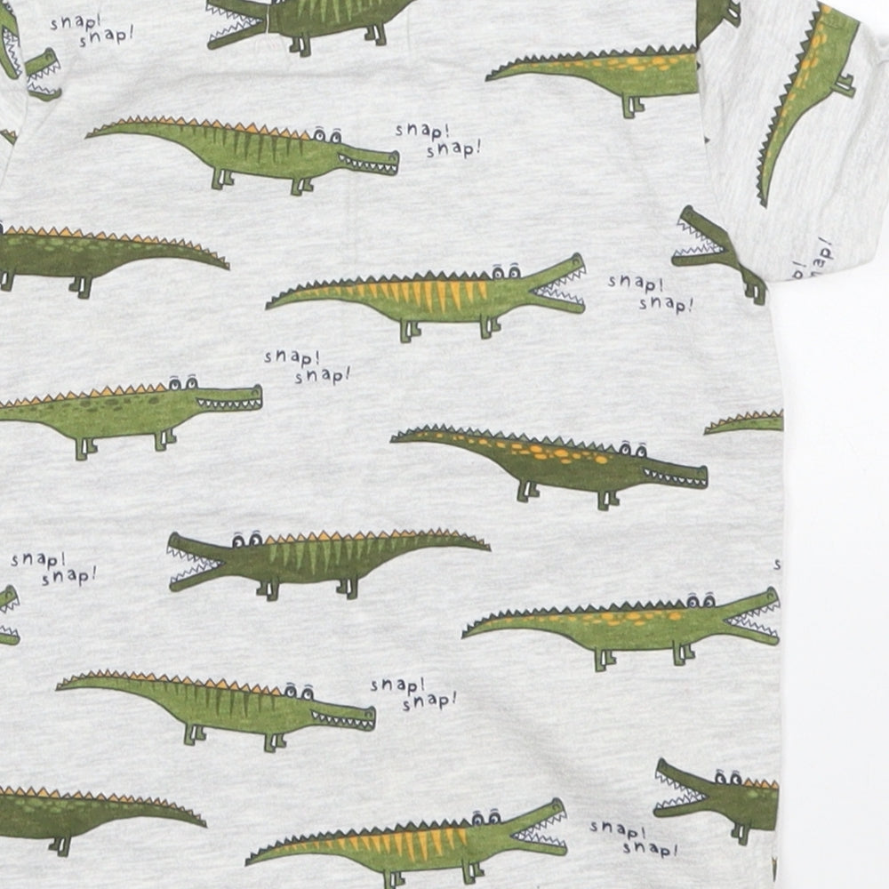 Dunnes Boys Grey Cotton Basic T-Shirt Size 18-24 Months Crew Neck Pullover - Crocodile