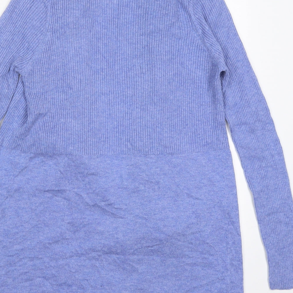 F&F Womens Blue V-Neck Nylon Cardigan Jumper Size 10