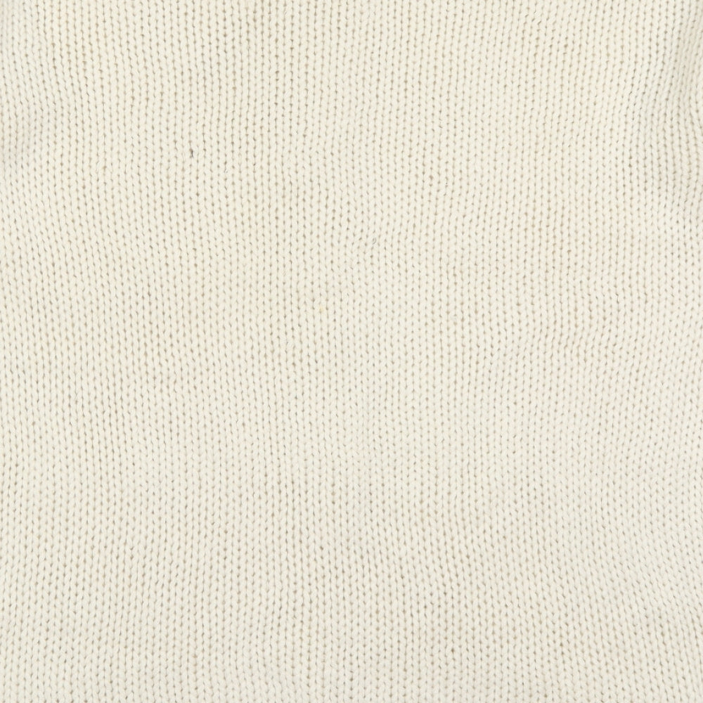JCL Womens Beige Round Neck Acrylic Pullover Jumper One Size