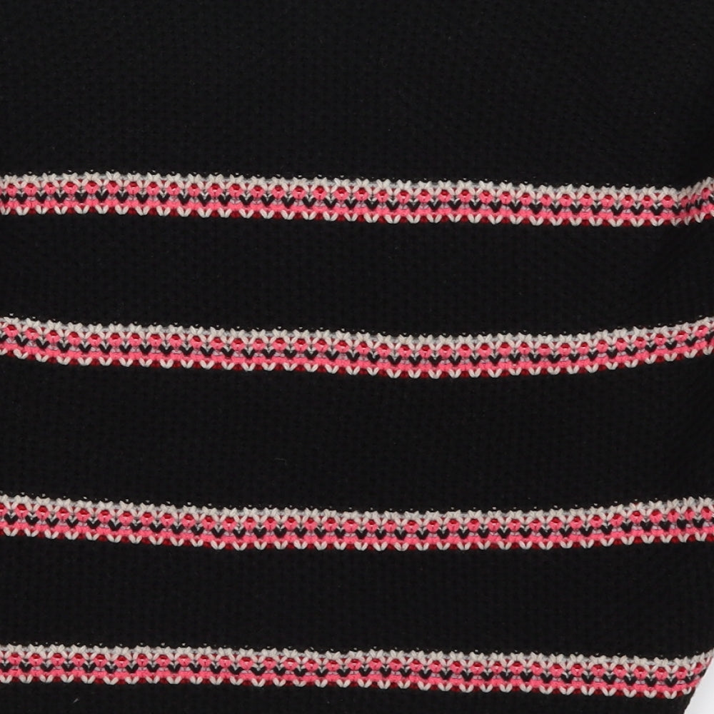 Select Womens Black Round Neck Striped Acrylic Pullover Jumper Size 8
