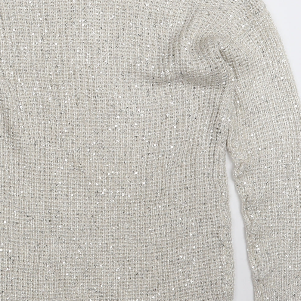 Atmosphere Womens White Round Neck Acrylic Pullover Jumper Size 6