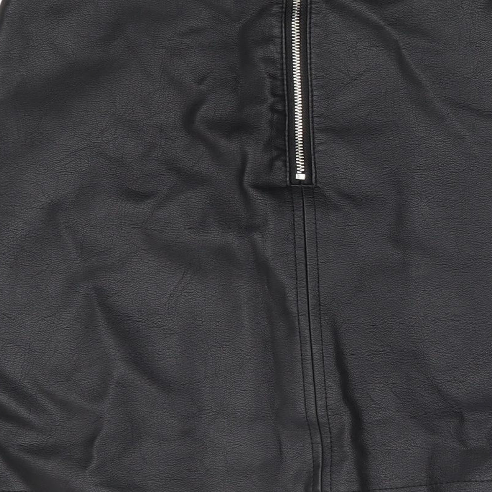 Primark Womens Black Polyester A-Line Skirt Size 6 Zip