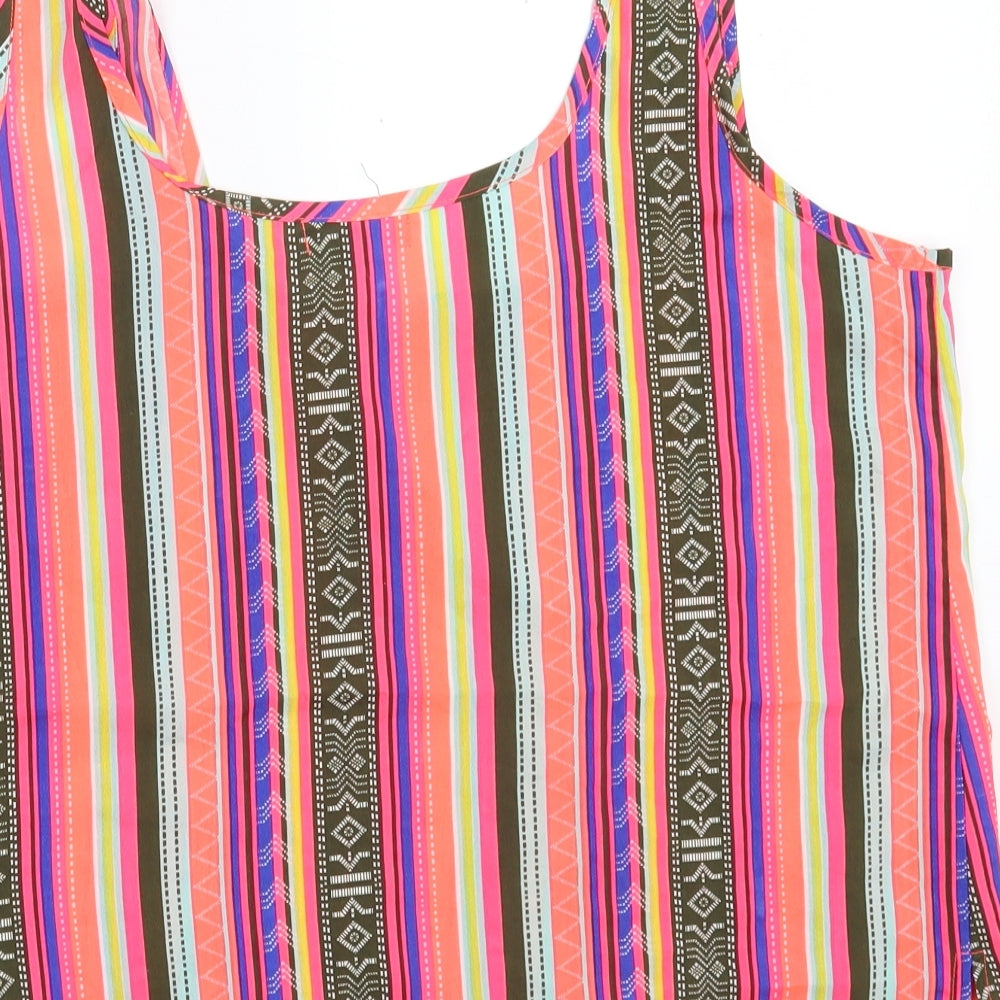Chemistry Womens Multicoloured Striped Polyester Camisole Tank Size 10 Scoop Neck