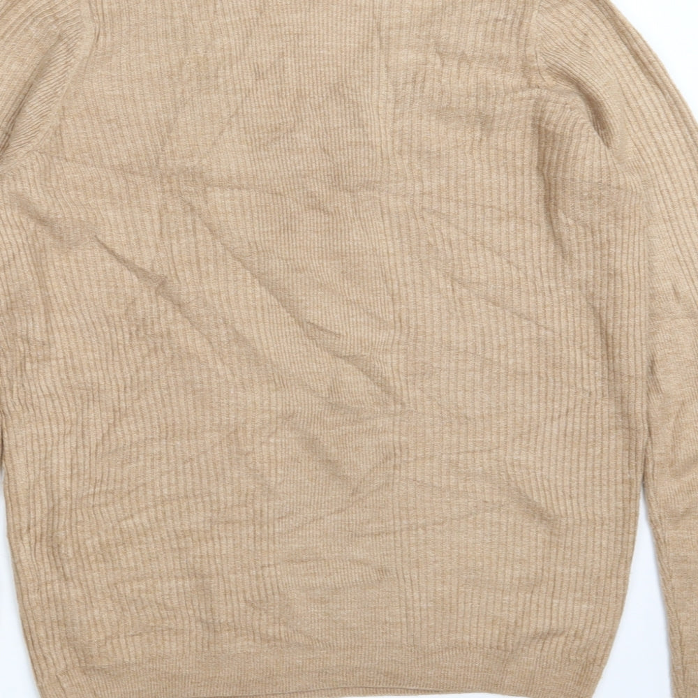 Marks & Spencer Womens Brown V-Neck Acrylic Pullover Jumper Size 12