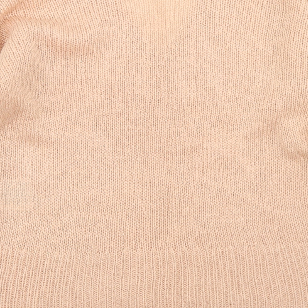 Brave Soul Womens Pink V-Neck Acrylic Pullover Jumper Size XS