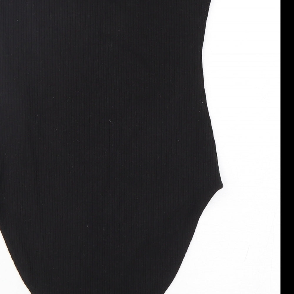 FOREVER 21 Womens Black Polyester Bodysuit One-Piece Size S Snap