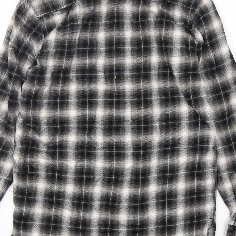 FOREVER 21 Mens Green Plaid Cotton Button-Up Size XS Collared Button
