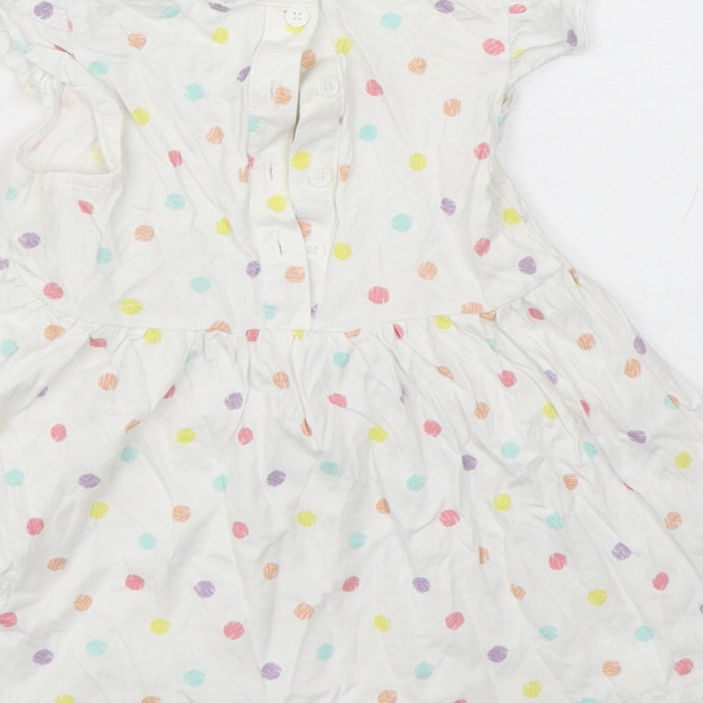 Matalan Girls Multicoloured Polka Dot Cotton A-Line Size 9-12 Months Round Neck Pullover