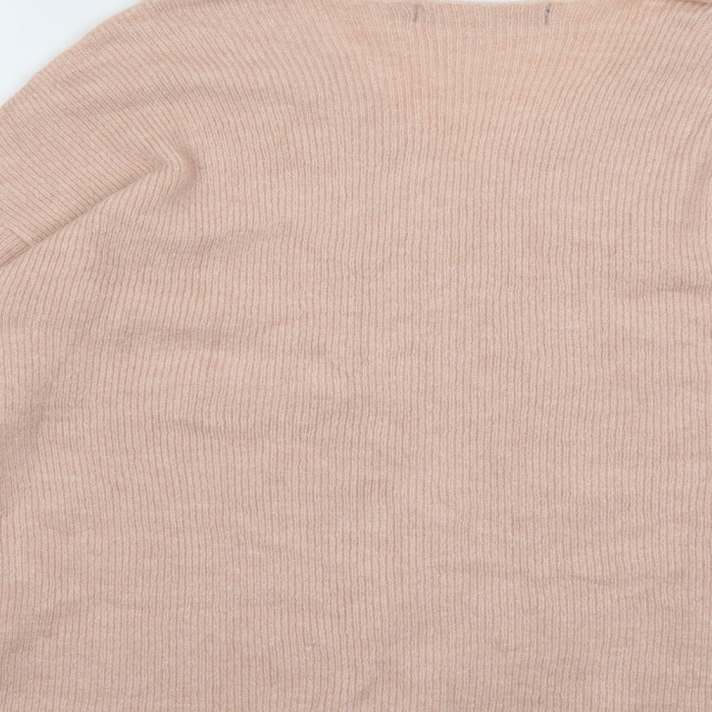 VERO MODA Womens Pink V-Neck Acrylic Pullover Jumper Size L