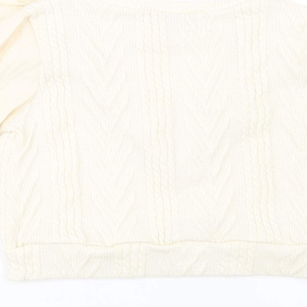 SheIn Womens Ivory Crew Neck Polyester Pullover Jumper Size S