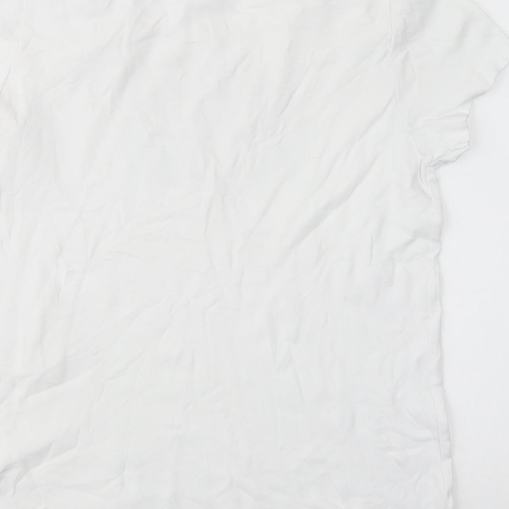 Neun Monate Womens White Cotton Basic T-Shirt Size 14 Crew Neck - Mom