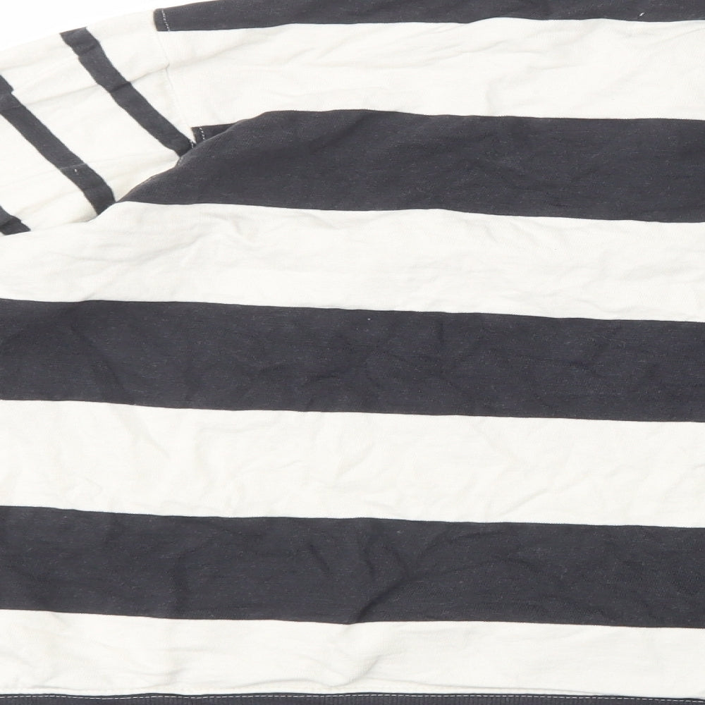 NEXT Womens White Striped Cotton Henley Sweatshirt Size 12 Button