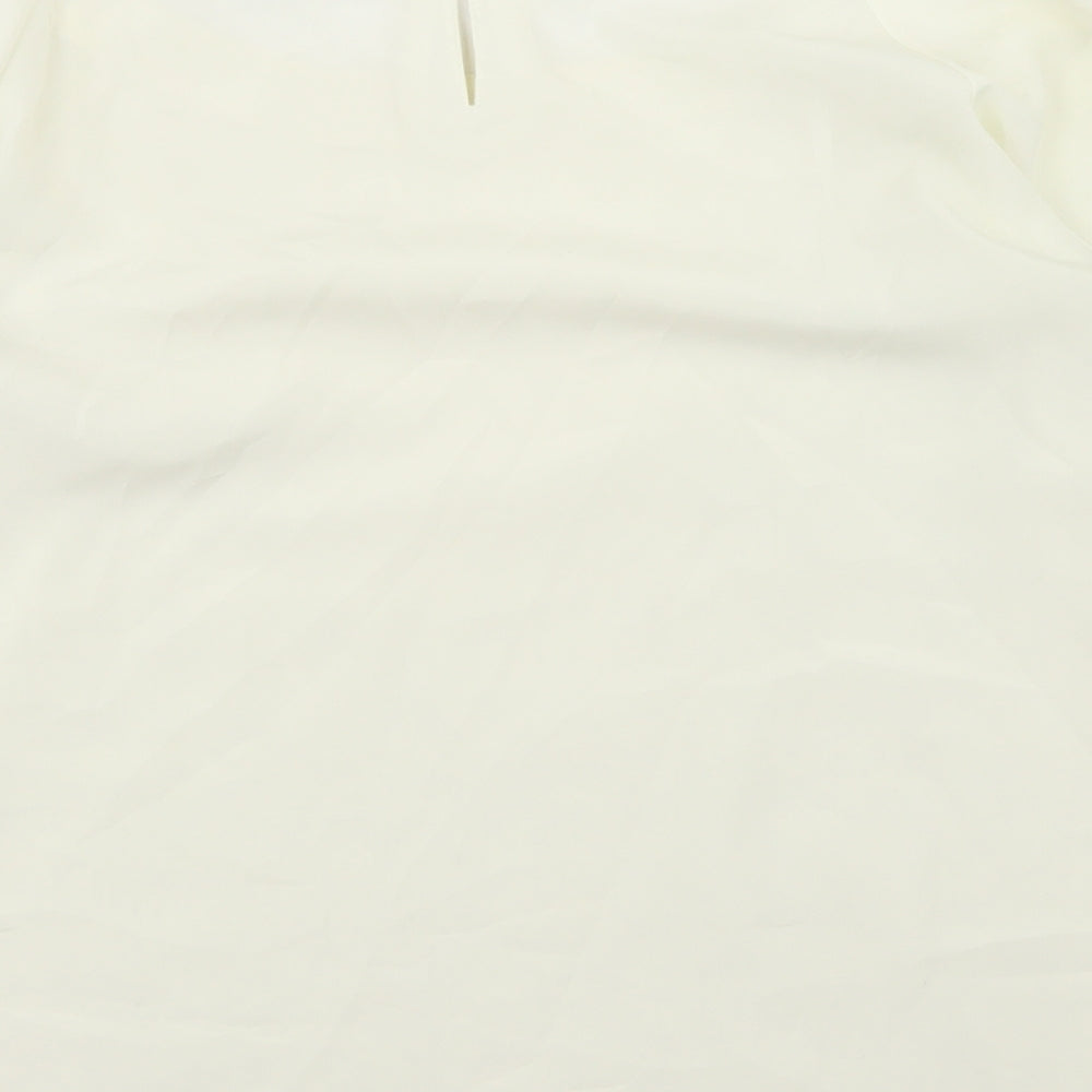 H&M Womens Ivory Polyester Basic Blouse Size 10 Round Neck - Lace front detail